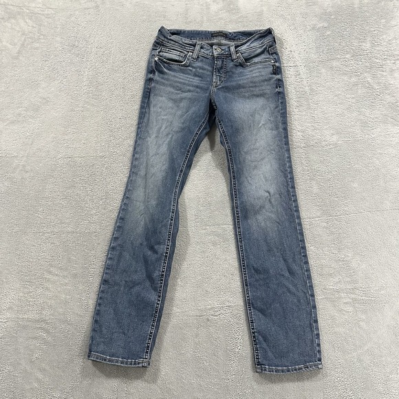 Silver Britt Straight Jeans Women's 28 x 31 Blue Western Glove Works Baggy - Picture 1 of 8